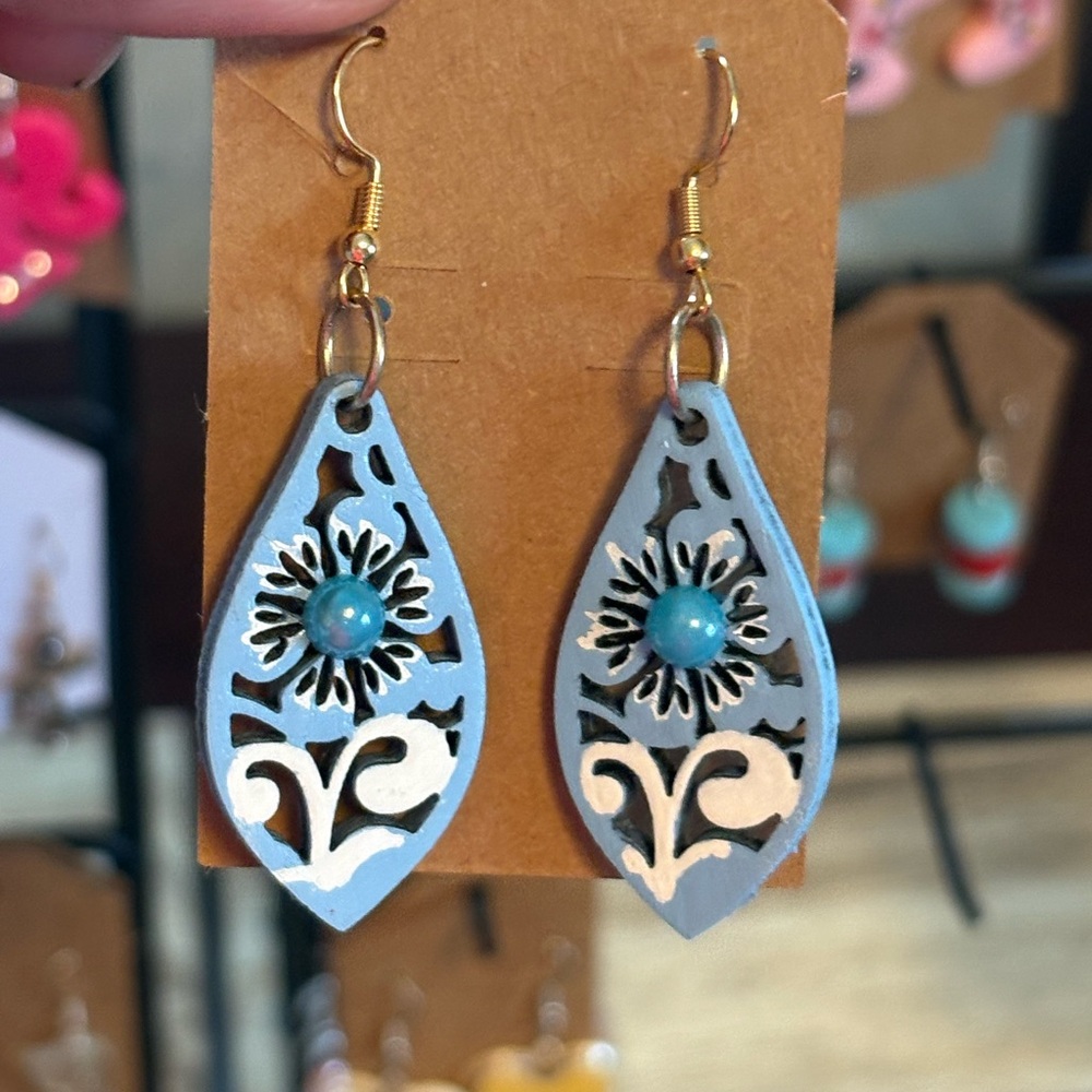 Elegant Blue and Gold Earrings